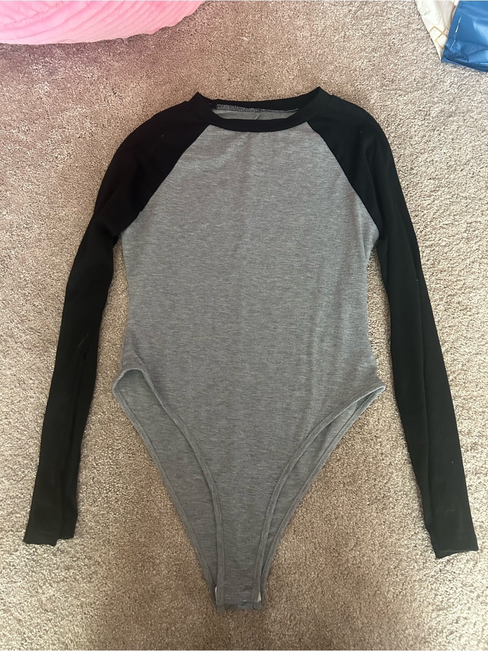 Women’s Long Sleeve One-Piece Bodysuit - Gray/Black